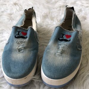 Denim slides shoes